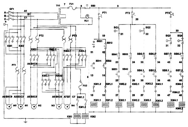Схема електрична принципова трехвалковой листогибочной машины ИБ2222В